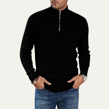 VogeLuxe | Men’s Quarter-Zip Ribbed Pullover 5