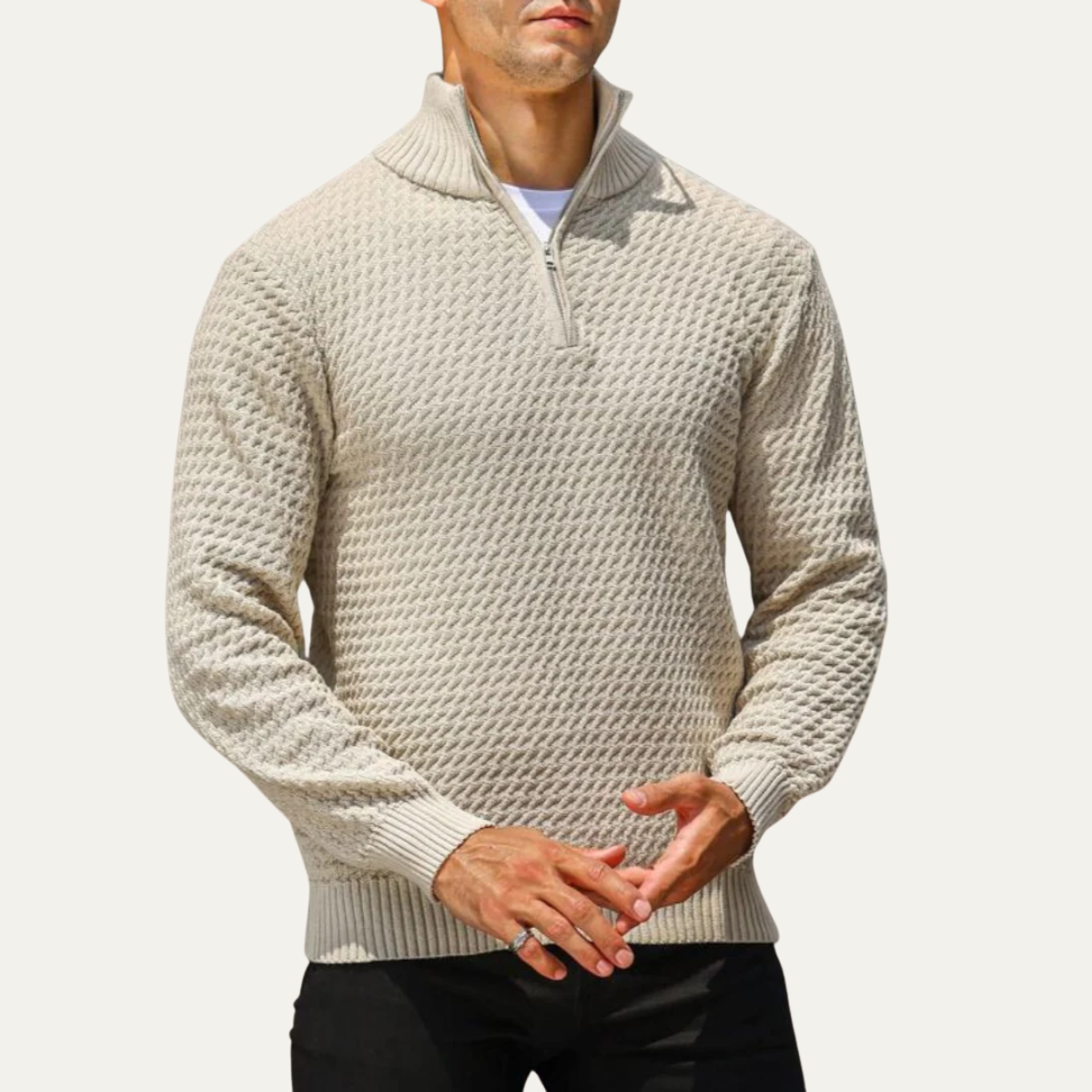 VogeLuxe | Men’s Quarter-Zip Sweater with Mock Neck 2