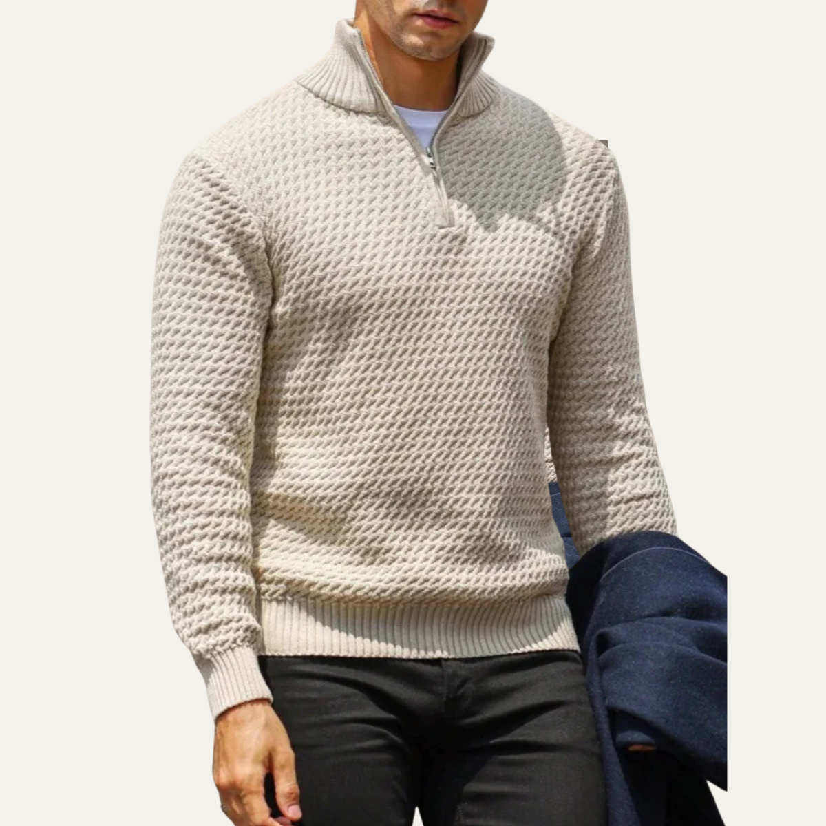 VogeLuxe | Men’s Quarter-Zip Sweater with Mock Neck 4