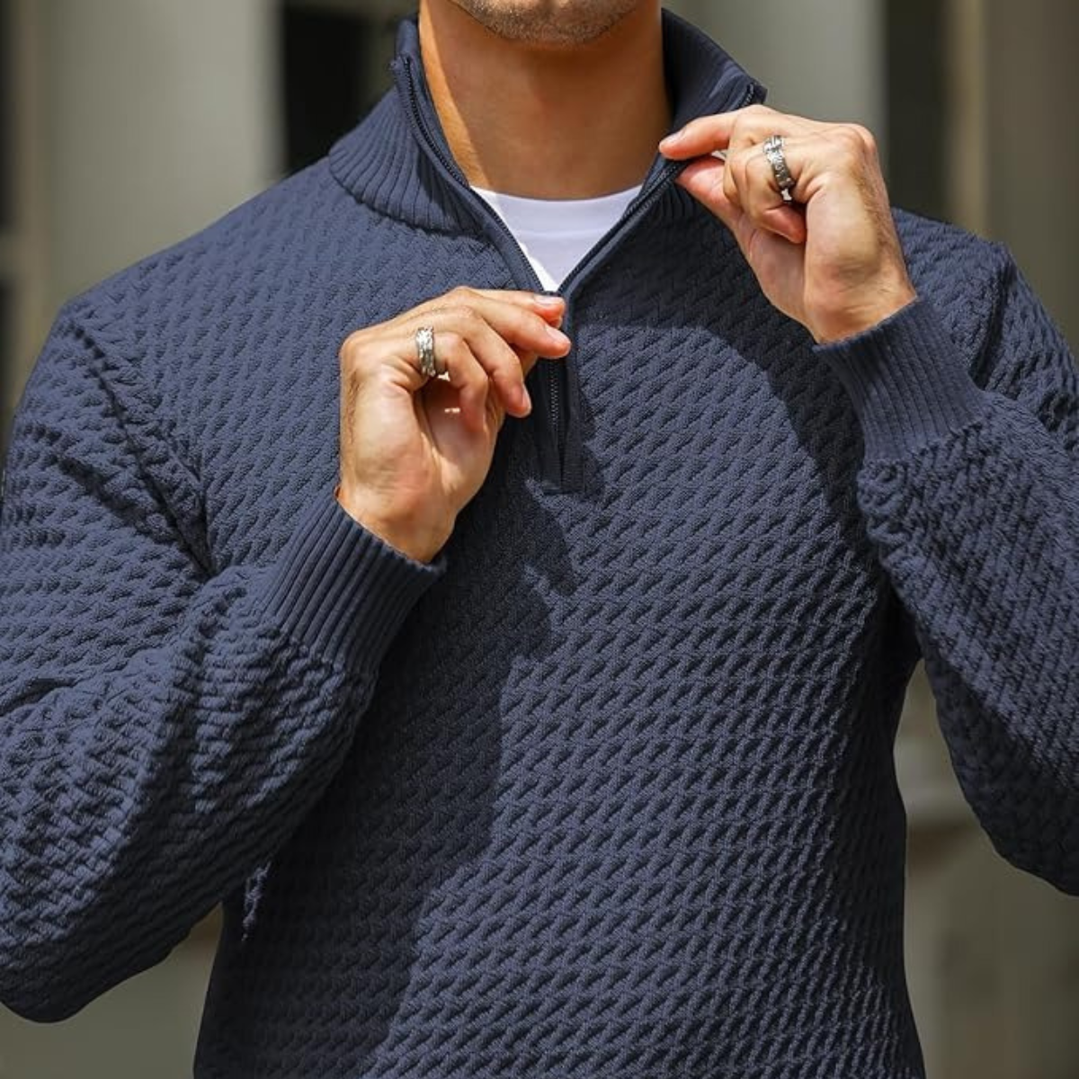 VogeLuxe | Men’s Quarter-Zip Sweater with Mock Neck 6