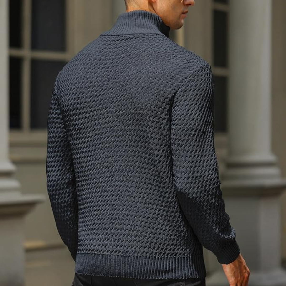 VogeLuxe | Men’s Quarter-Zip Sweater with Mock Neck 7