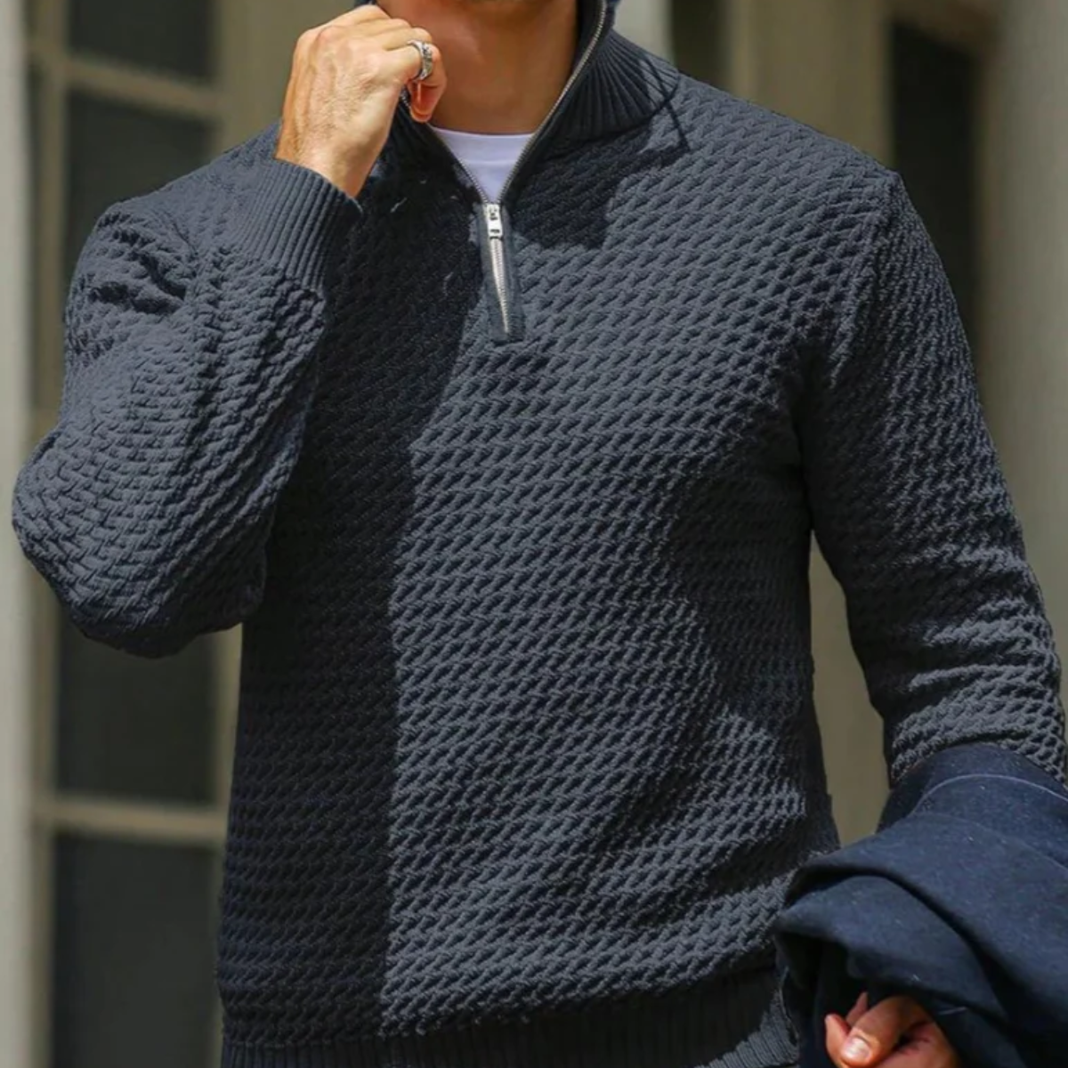 VogeLuxe | Men’s Quarter-Zip Sweater with Mock Neck 8