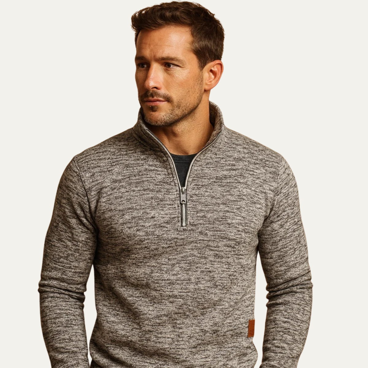 VogeLuxe | Men’s Quarter-Zip Sweatshirt with Stand-Up Collar 0