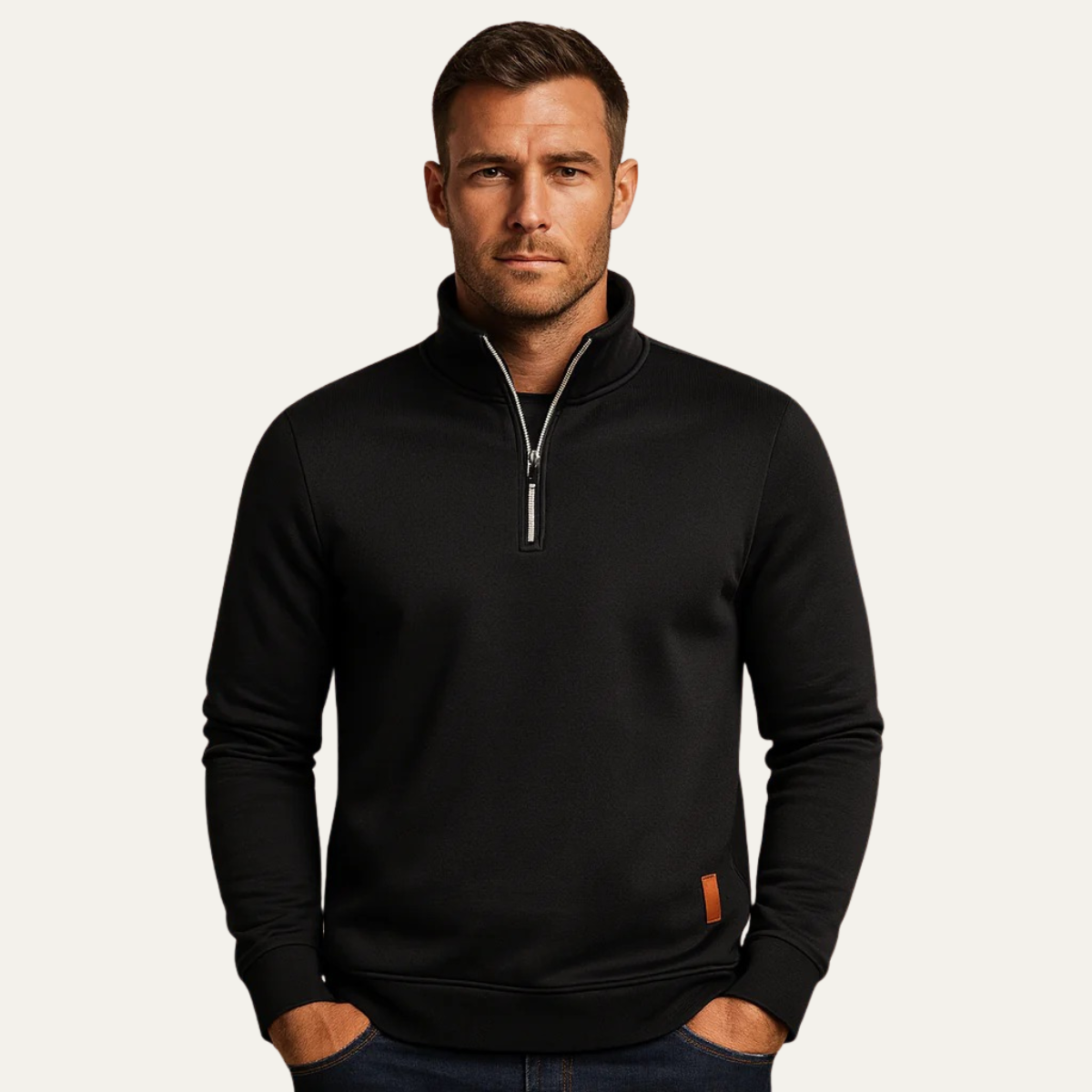 VogeLuxe | Men’s Quarter-Zip Sweatshirt with Stand-Up Collar 3