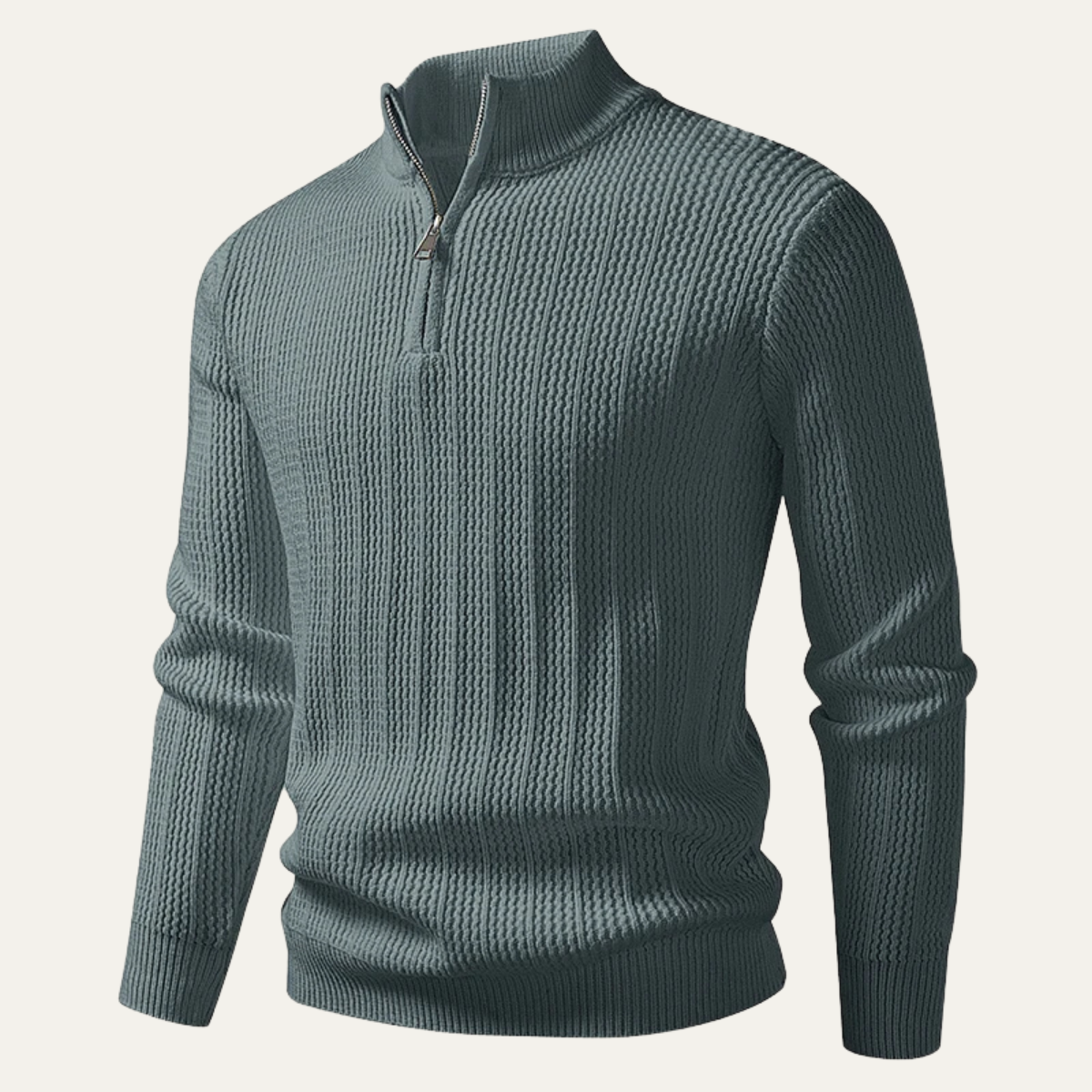 VogeLuxe | Men’s Quarter-Zip Waffle Knit Sweater 10