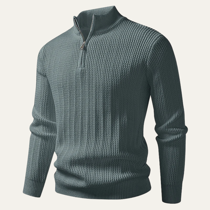 VogeLuxe | Men’s Quarter-Zip Waffle Knit Sweater 10