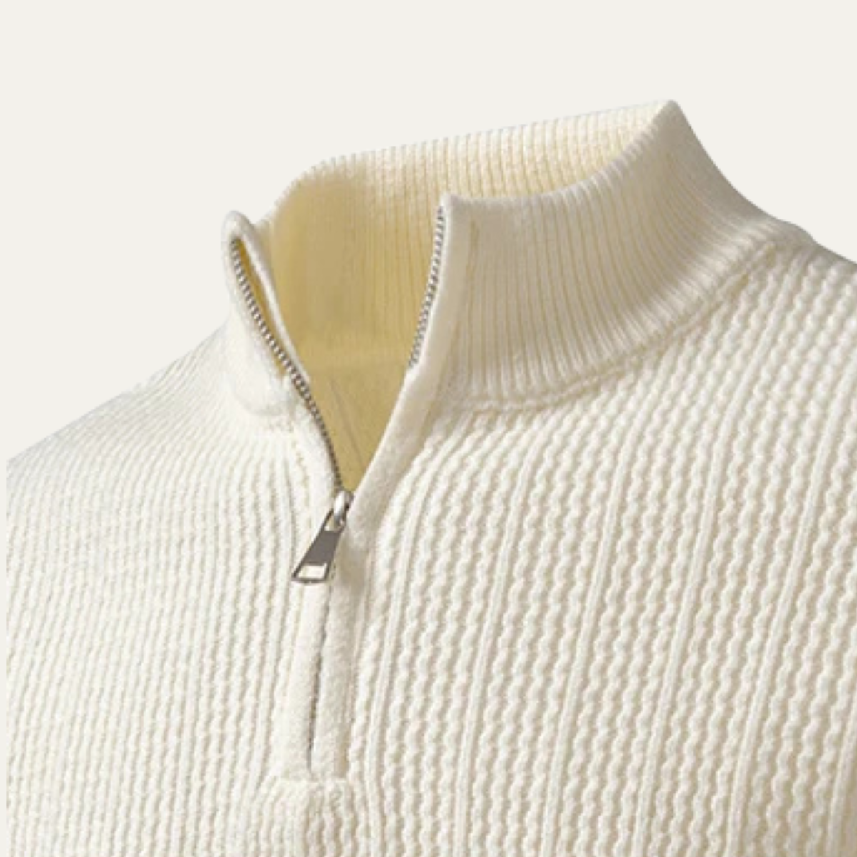 VogeLuxe | Men’s Quarter-Zip Waffle Knit Sweater 3