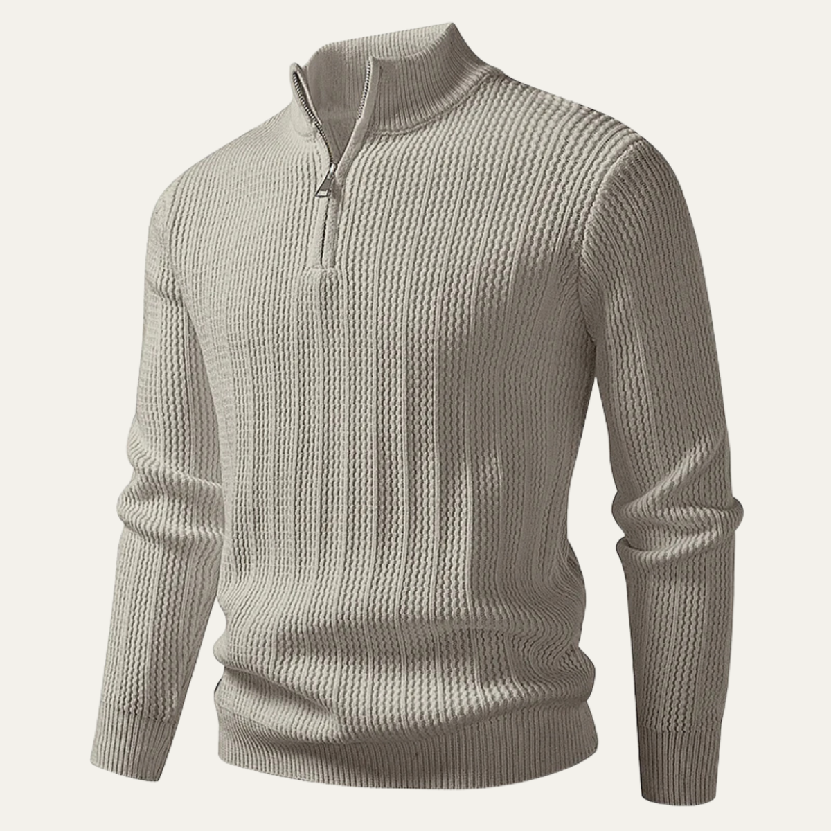 VogeLuxe | Men’s Quarter-Zip Waffle Knit Sweater 7