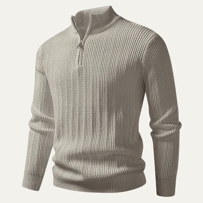 VogeLuxe | Men’s Quarter-Zip Waffle Knit Sweater 7