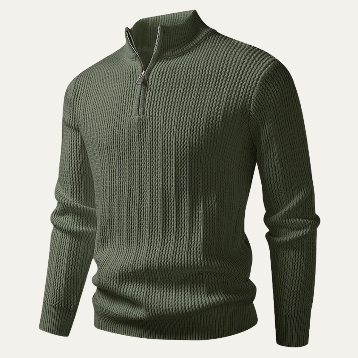 VogeLuxe | Men’s Quarter-Zip Waffle Knit Sweater 9