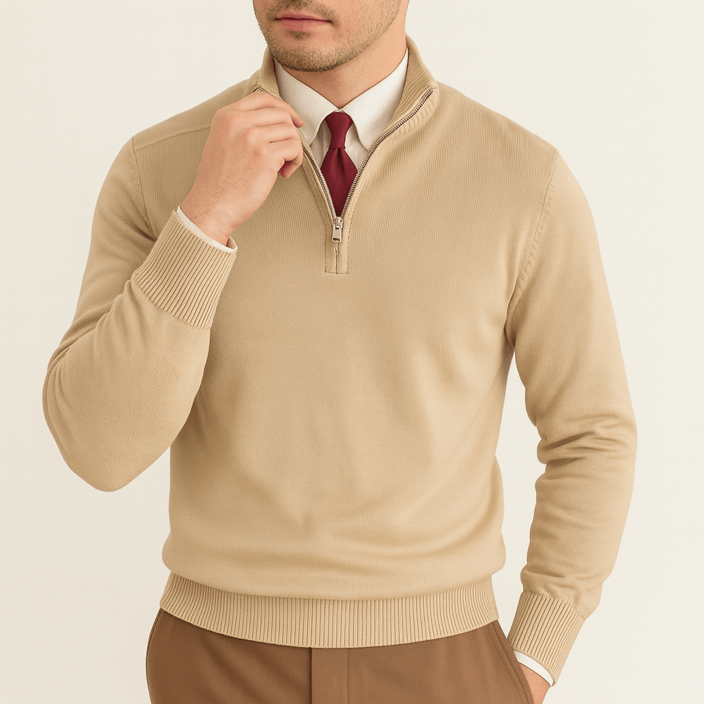 VogeLuxe | Men’s Quarter Zip Knit Polo Sweater 0