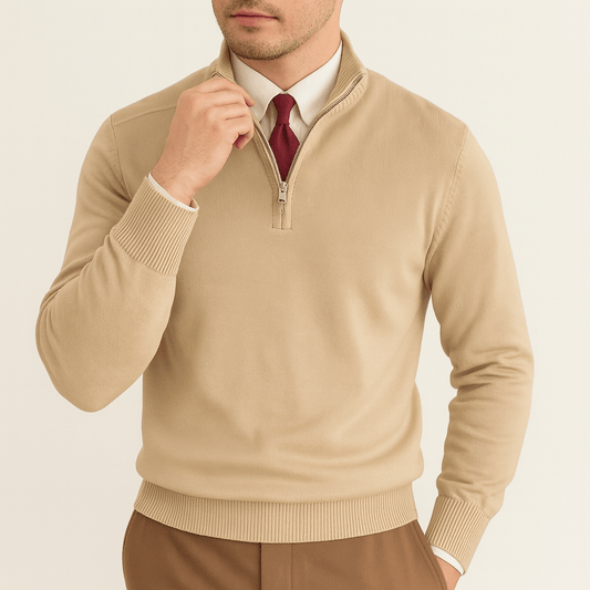 VogeLuxe | Men’s Quarter Zip Knit Polo Sweater 0