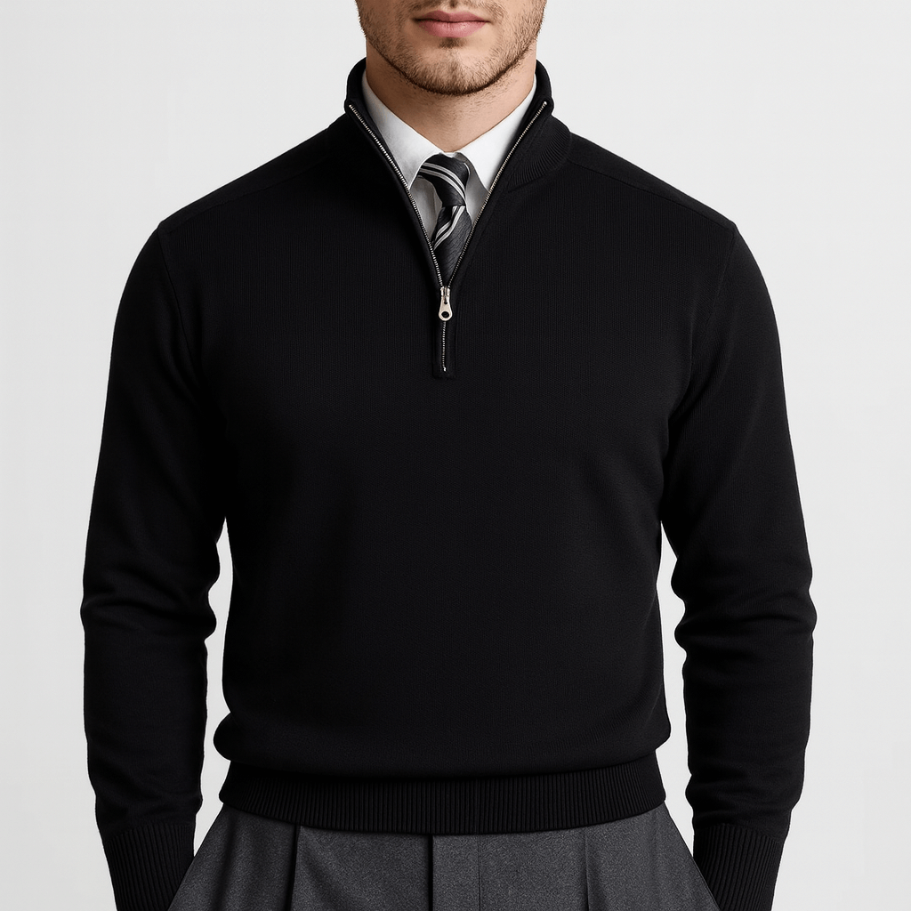 VogeLuxe | Men’s Quarter Zip Knit Polo Sweater 1