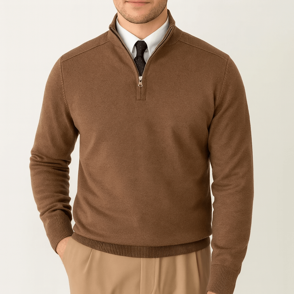 VogeLuxe | Men’s Quarter Zip Knit Polo Sweater 2