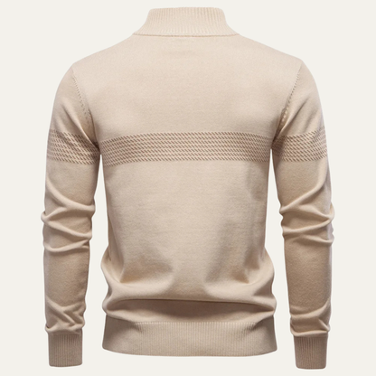 VogeLuxe | Men’s Quarter Zip Patterned Chest Sweater 1