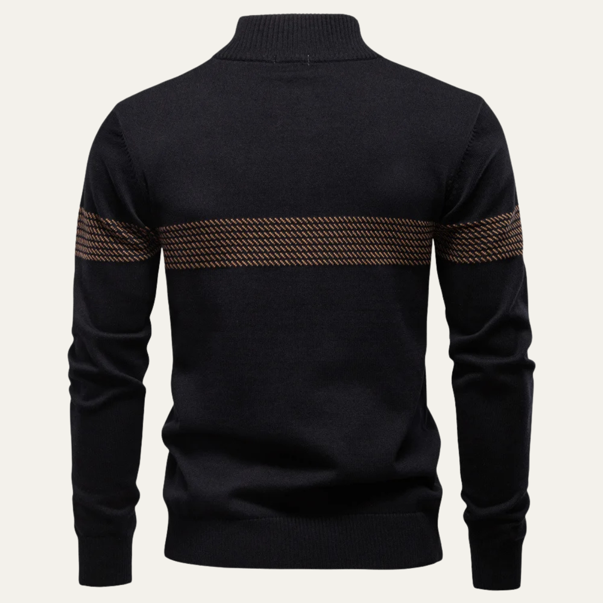 VogeLuxe | Men’s Quarter Zip Patterned Chest Sweater 2