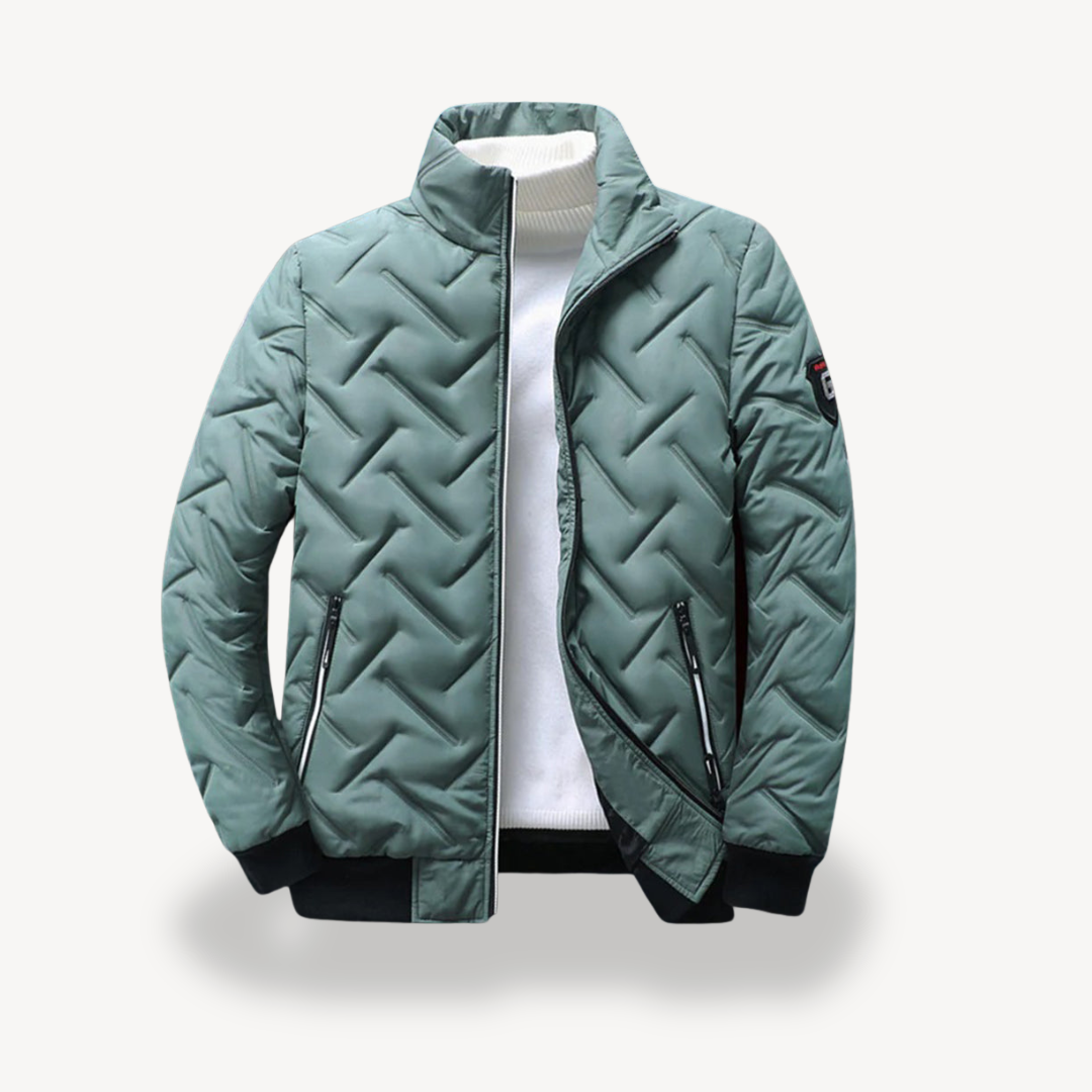 VogeLuxe | Men’s Quilted Chevron Bomber Jacket 5