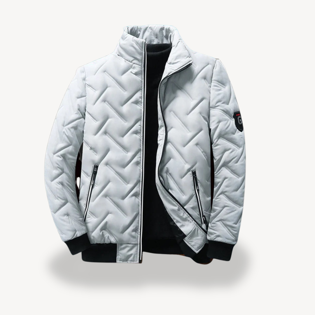 VogeLuxe | Men’s Quilted Chevron Bomber Jacket 6