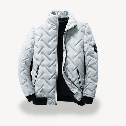 VogeLuxe | Men’s Quilted Chevron Bomber Jacket 6