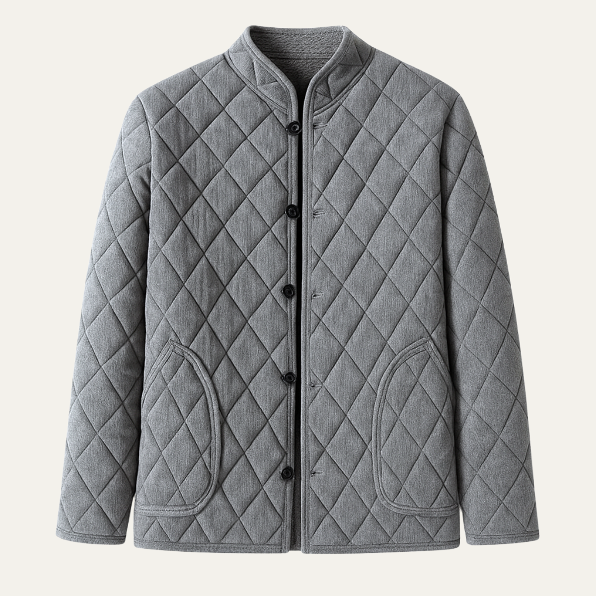 VogeLuxe | Men’s Quilted Collarless Button-Front Jacket 0