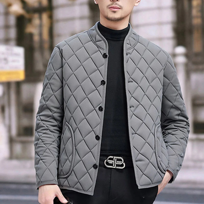 VogeLuxe | Men’s Quilted Collarless Button-Front Jacket 1