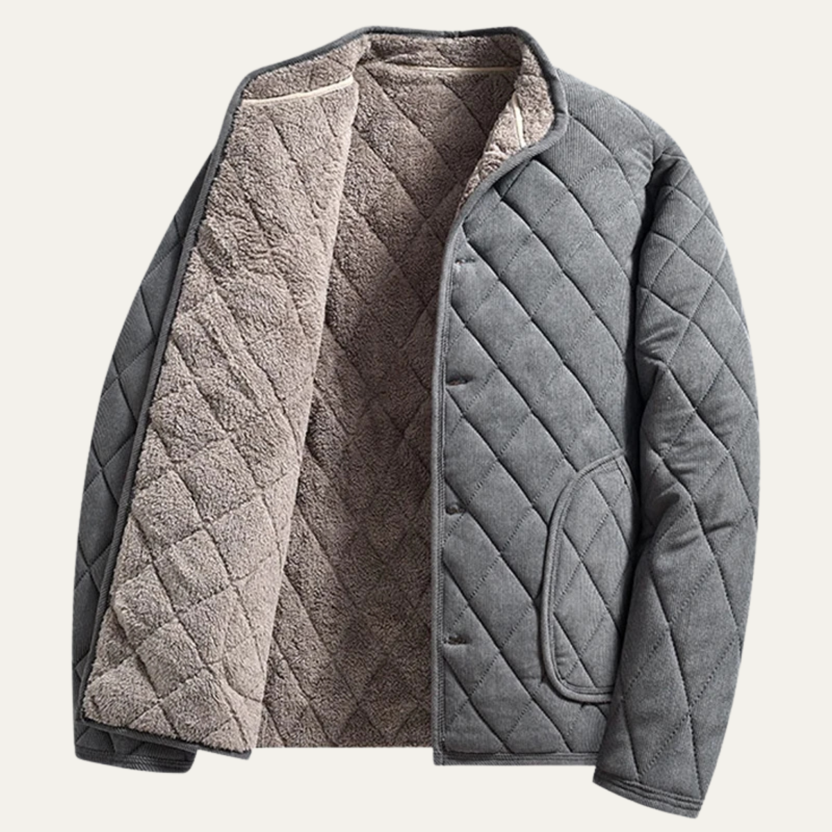 VogeLuxe | Men’s Quilted Collarless Button-Front Jacket 2