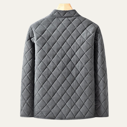 VogeLuxe | Men’s Quilted Collarless Button-Front Jacket 3