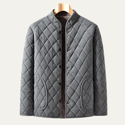 VogeLuxe | Men’s Quilted Collarless Button-Front Jacket 4