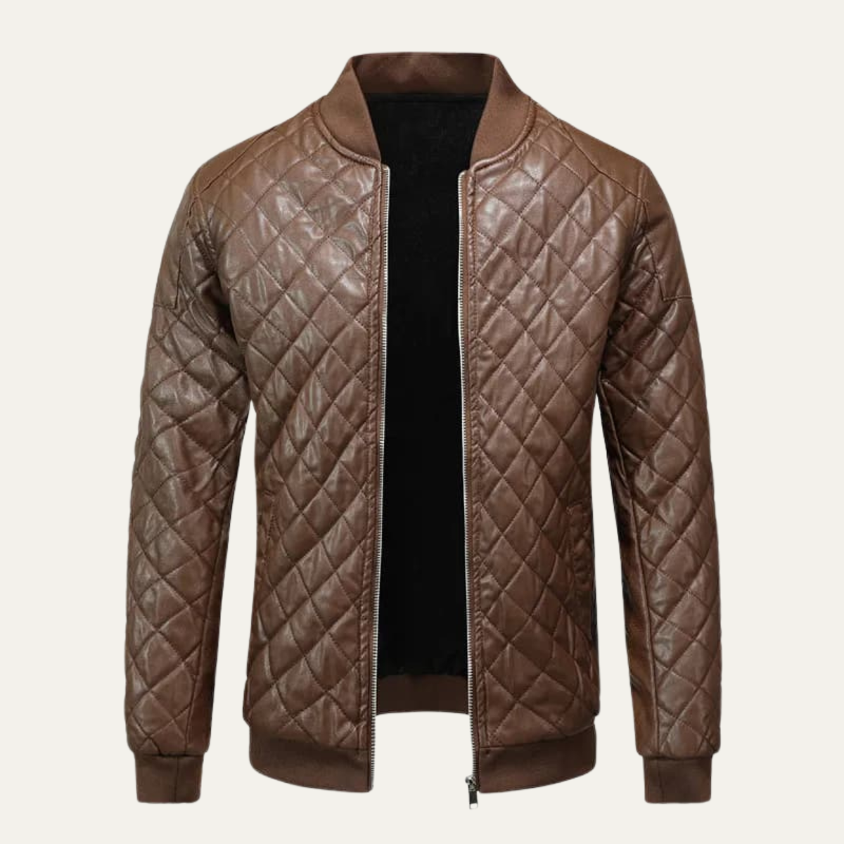 VogeLuxe | Men’s Quilted Faux Leather Bomber Jacket 0