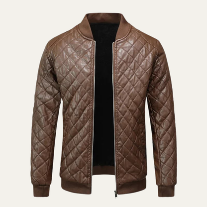 VogeLuxe | Men’s Quilted Faux Leather Bomber Jacket 0