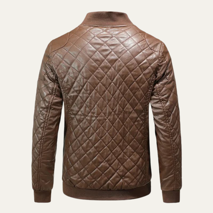 VogeLuxe | Men’s Quilted Faux Leather Bomber Jacket 1
