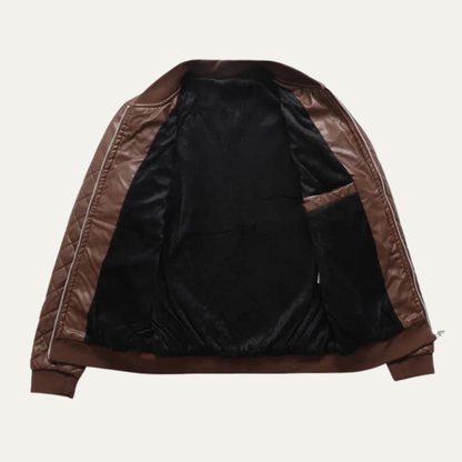 VogeLuxe | Men’s Quilted Faux Leather Bomber Jacket 2