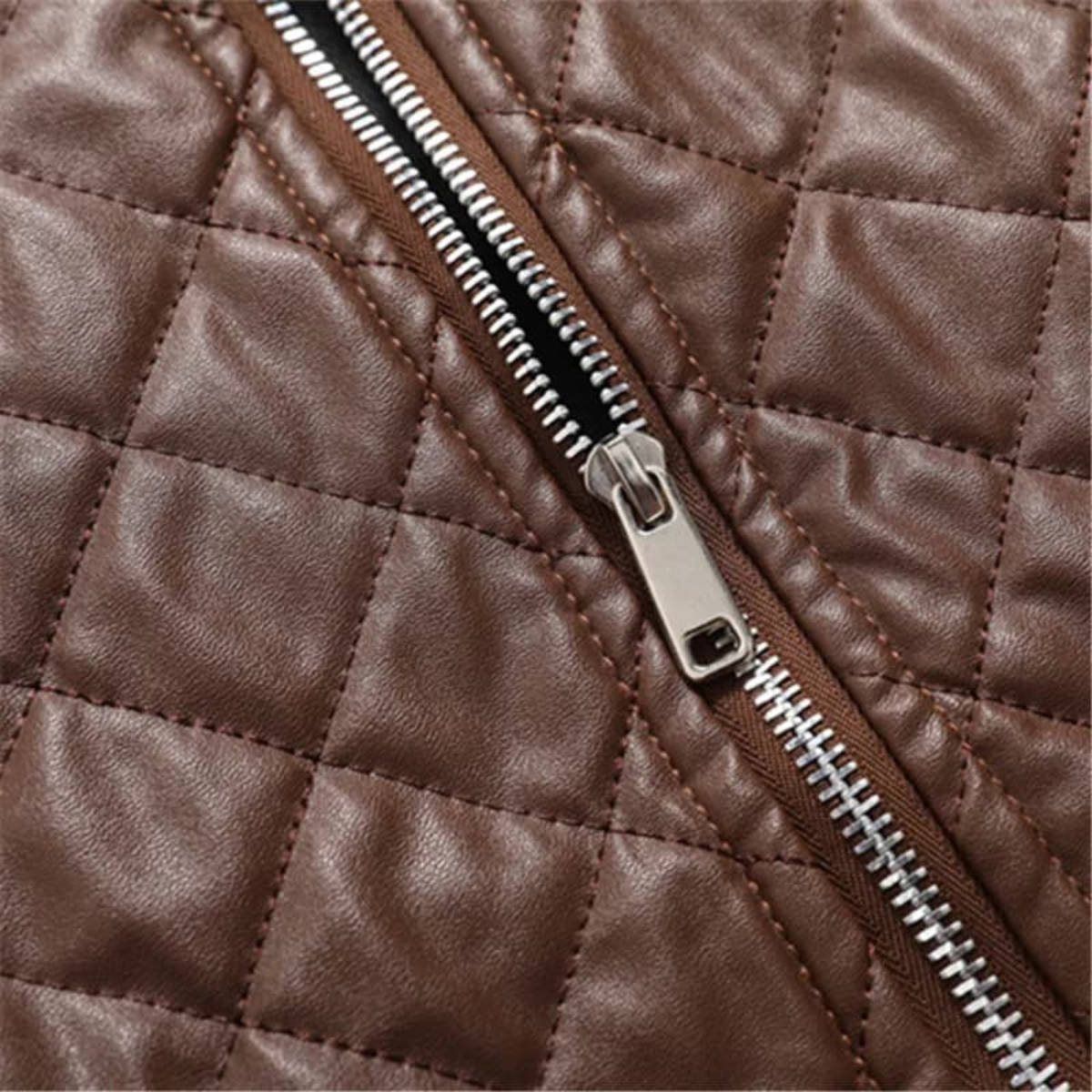 VogeLuxe | Men’s Quilted Faux Leather Bomber Jacket 3