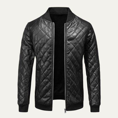 VogeLuxe | Men’s Quilted Faux Leather Bomber Jacket 4