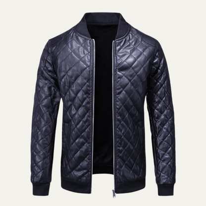 VogeLuxe | Men’s Quilted Faux Leather Bomber Jacket 5
