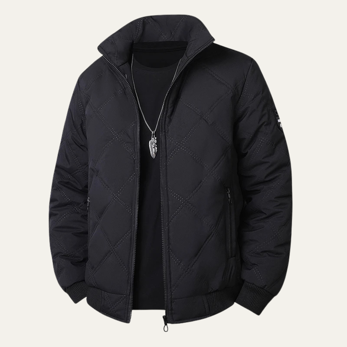 VogeLuxe | Men’s Quilted High-Collar Racer Jacket 0