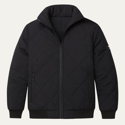 VogeLuxe | Men’s Quilted High-Collar Racer Jacket 1