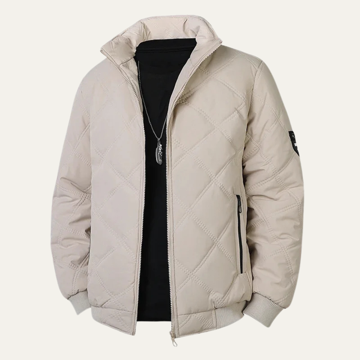 VogeLuxe | Men’s Quilted High-Collar Racer Jacket 3