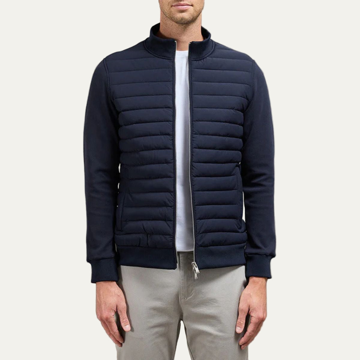 VogeLuxe | Men’s Quilted Hybrid Bomber Jacket 4