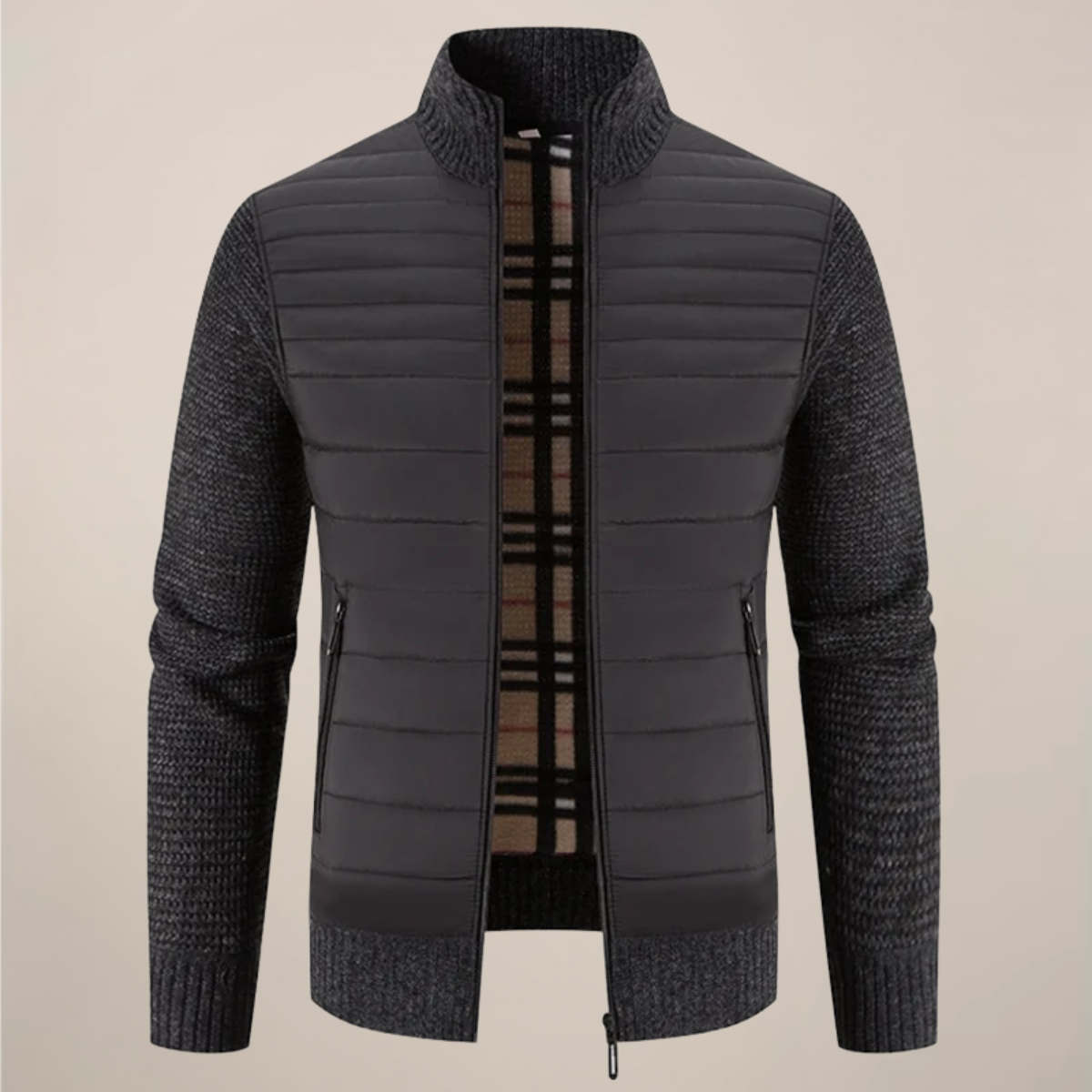 VogeLuxe | Men’s Quilted Hybrid Knitted Jacket 0