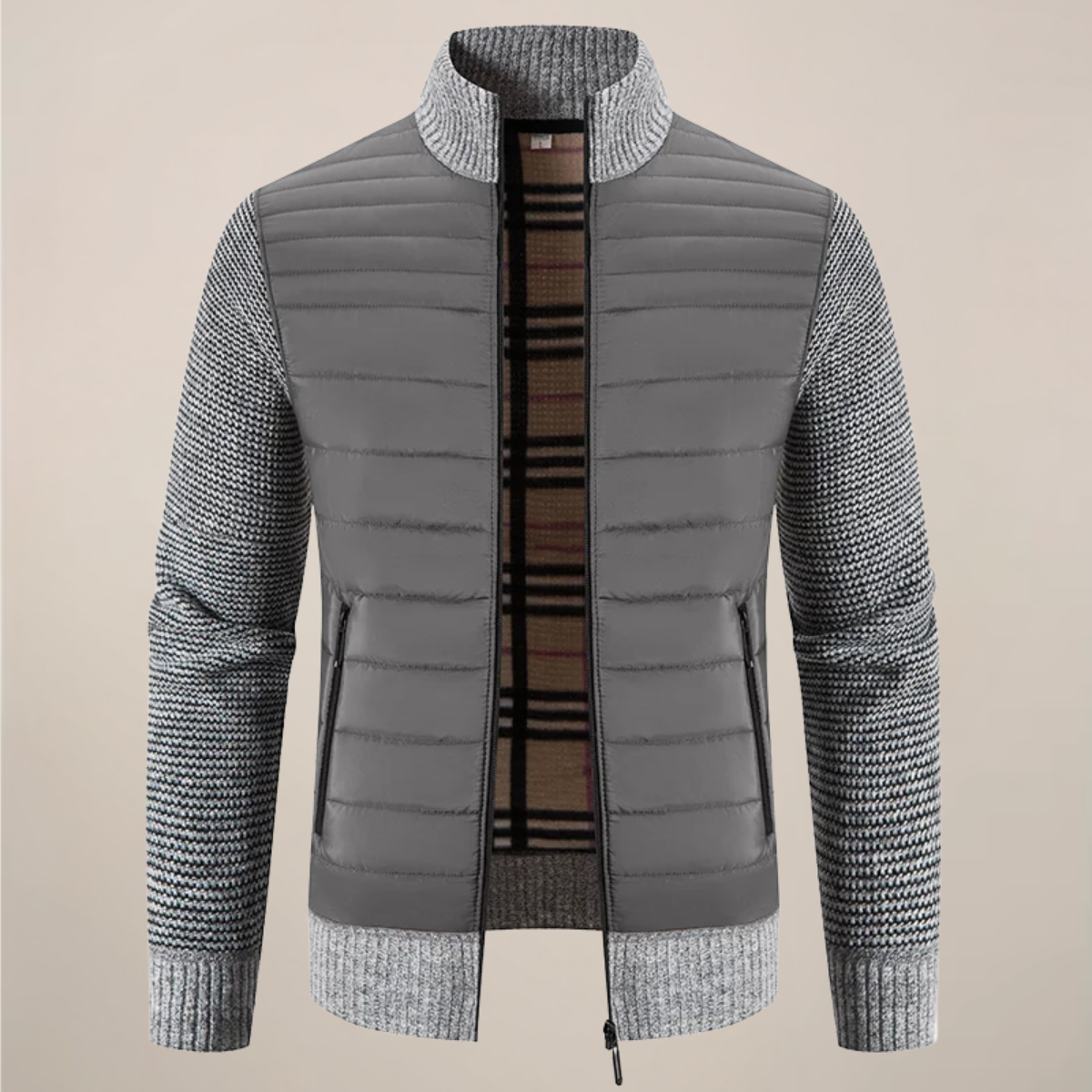 VogeLuxe | Men’s Quilted Hybrid Knitted Jacket 1