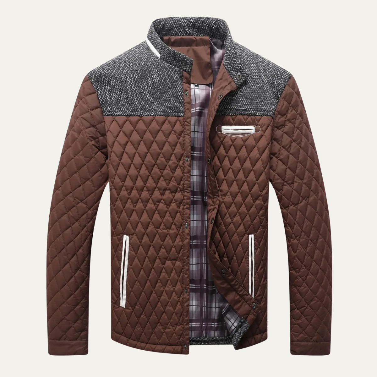 VogeLuxe | Men’s Quilted Knit Yoke Jacket 8