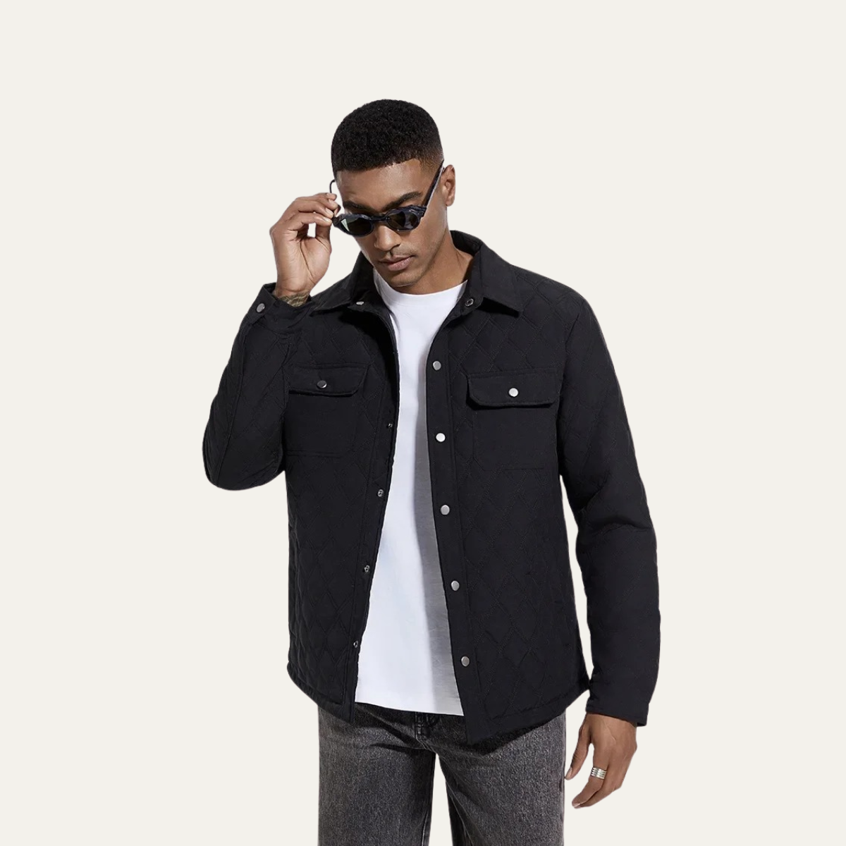 VogeLuxe | Men’s Quilted Snap-Button Shacket 1