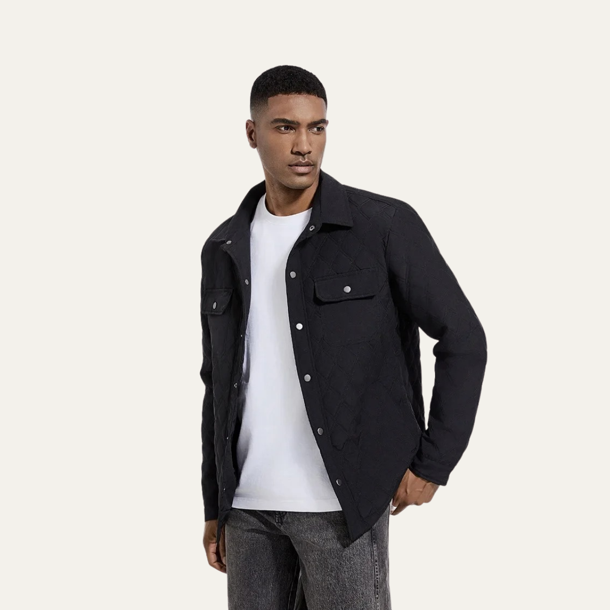 VogeLuxe | Men’s Quilted Snap-Button Shacket 2