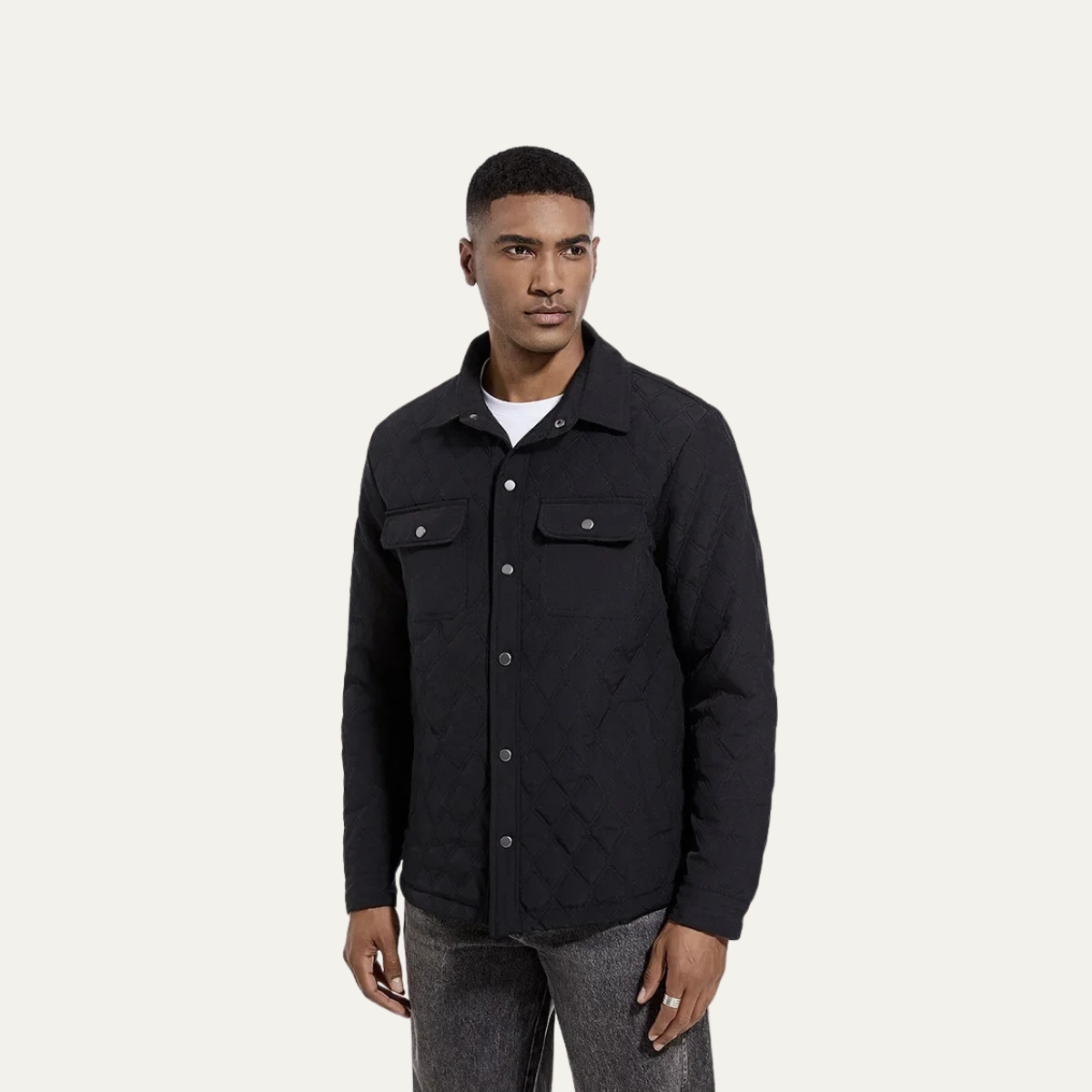 VogeLuxe | Men’s Quilted Snap-Button Shacket 4