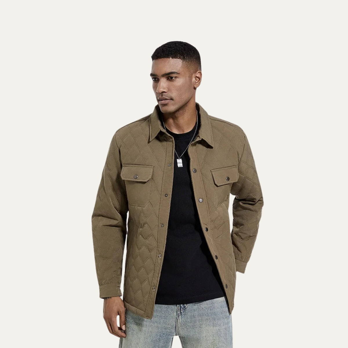 VogeLuxe | Men’s Quilted Snap-Button Shacket 7