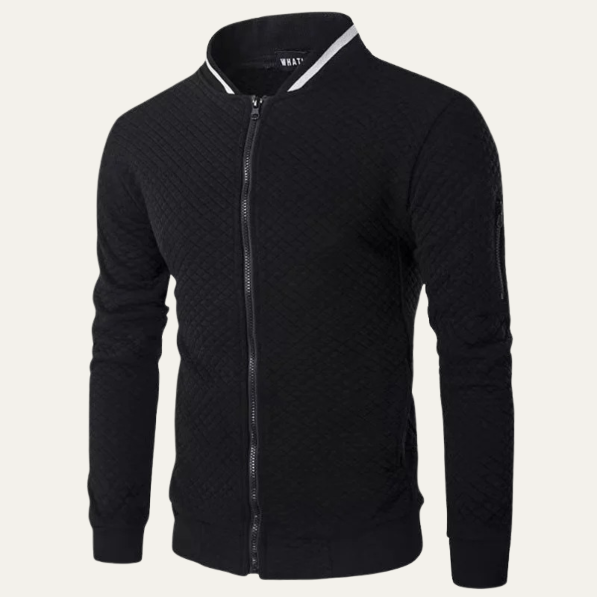 VogeLuxe | Men’s Quilted Stripe-Collar Bomber Jacket 0