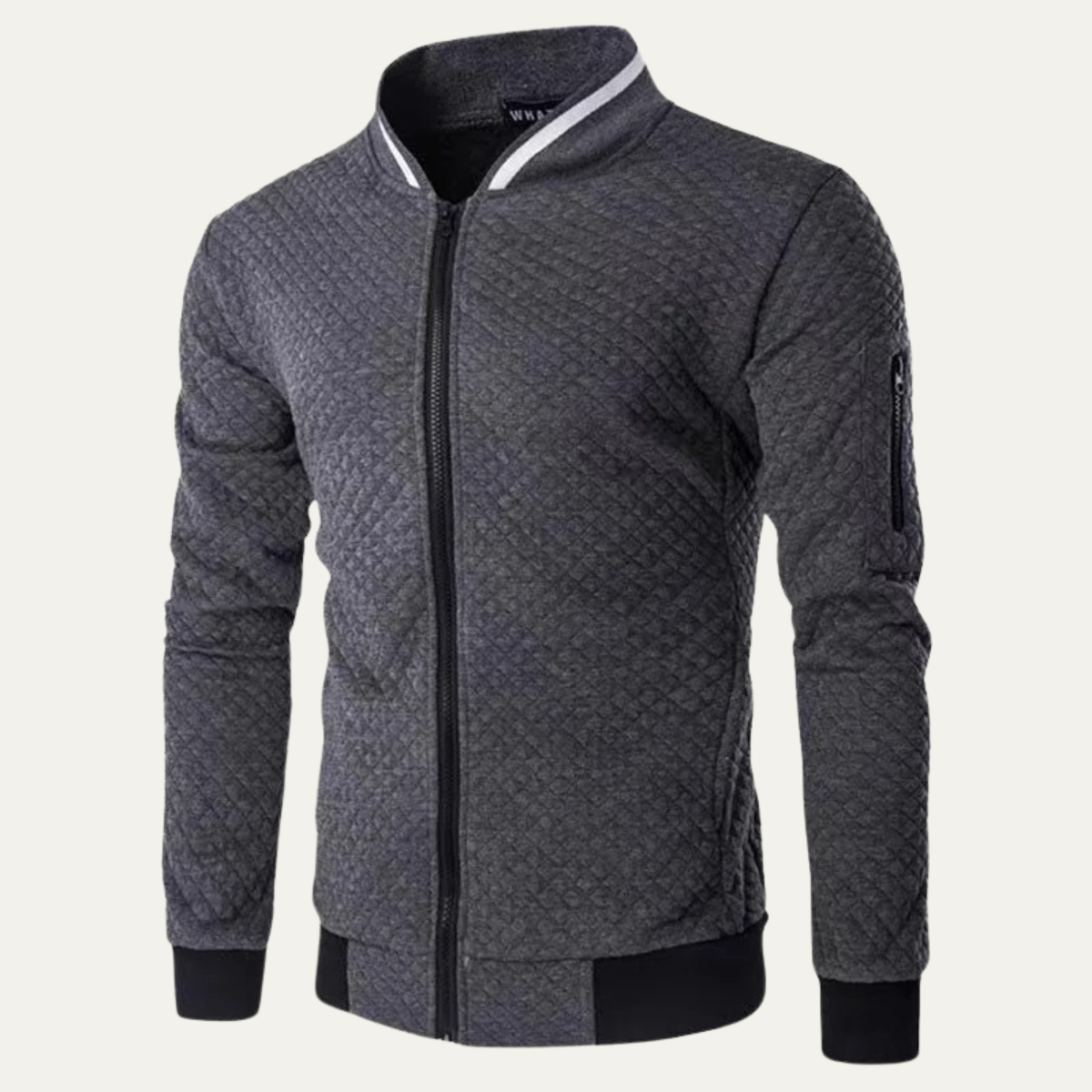 VogeLuxe | Men’s Quilted Stripe-Collar Bomber Jacket 1