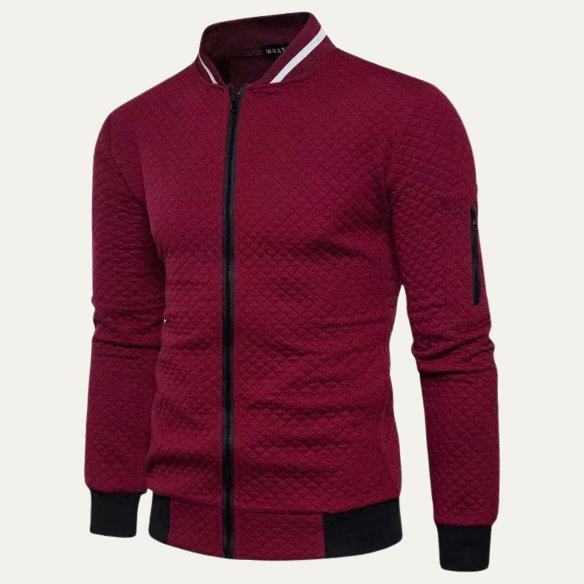VogeLuxe | Men’s Quilted Stripe-Collar Bomber Jacket 2