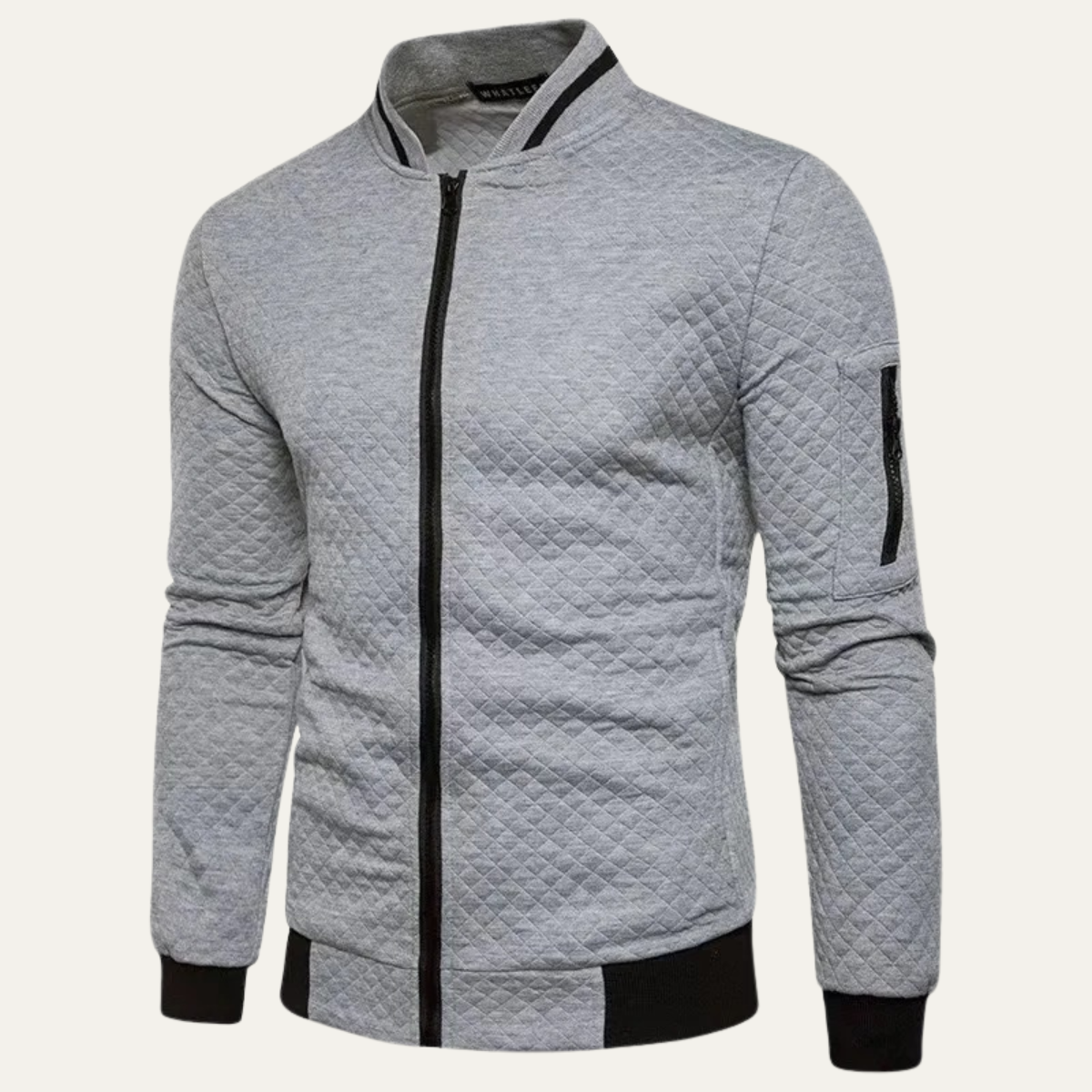 VogeLuxe | Men’s Quilted Stripe-Collar Bomber Jacket 4